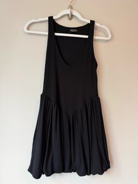 Naked Wardrobe Black Drop Waist Bubble Hem Dress XS